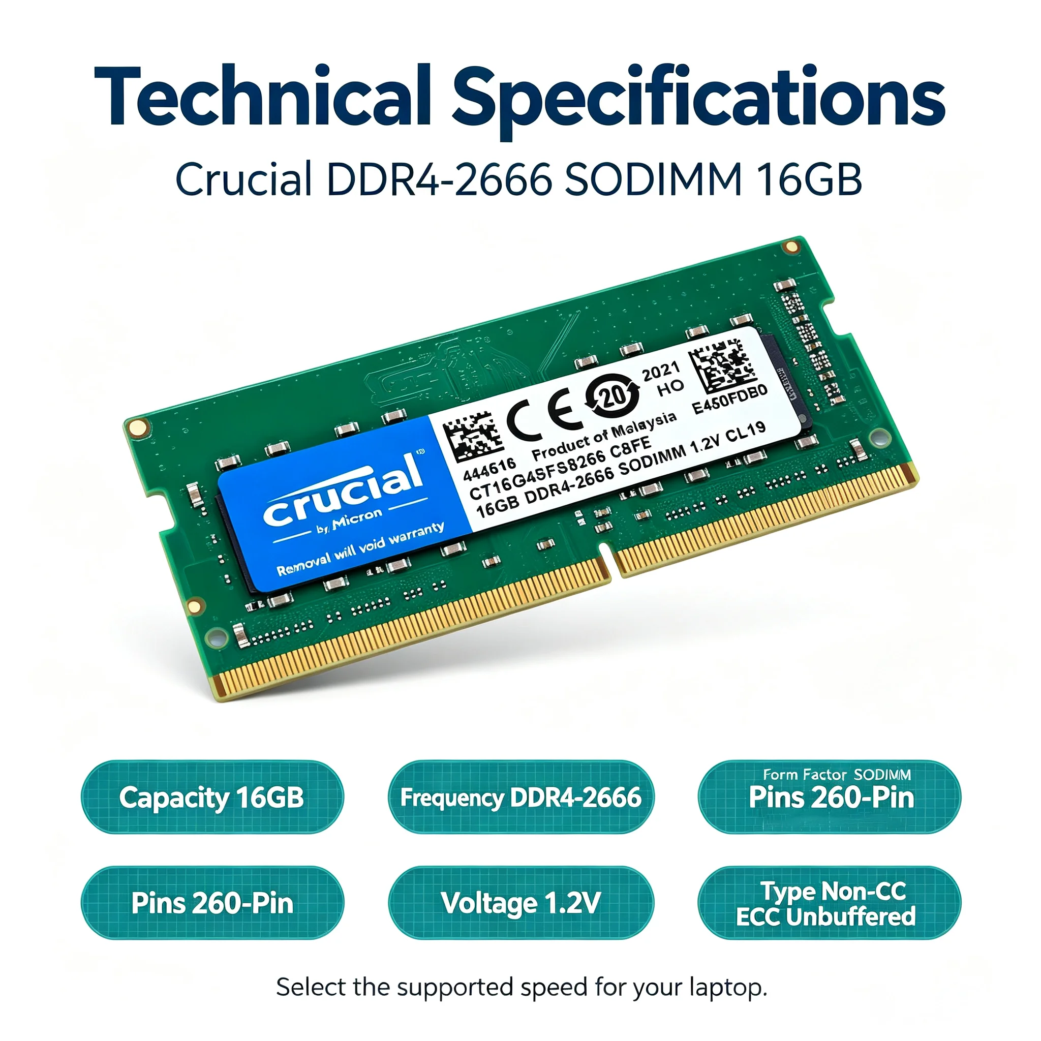 แรมสำหรับแล็ปท็อป Crucial DDR4 - Ddr4 3200 16Gb บทวิจารณ์และราคา